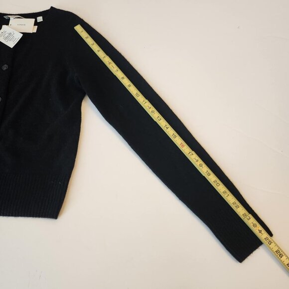 VINCE  Cashmere Crewneck Cardigan Sweater in Black, SMALL - Picture 8 of 9